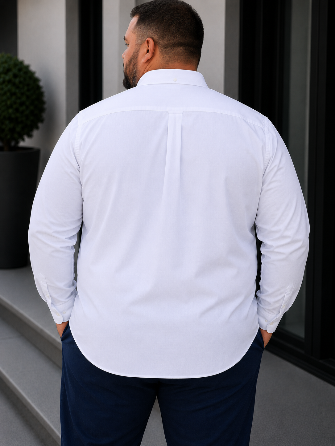 Ανδρικό λευκό κλασικό πουκάμισο Oxford Plus Size CA2524W φωτογραφία